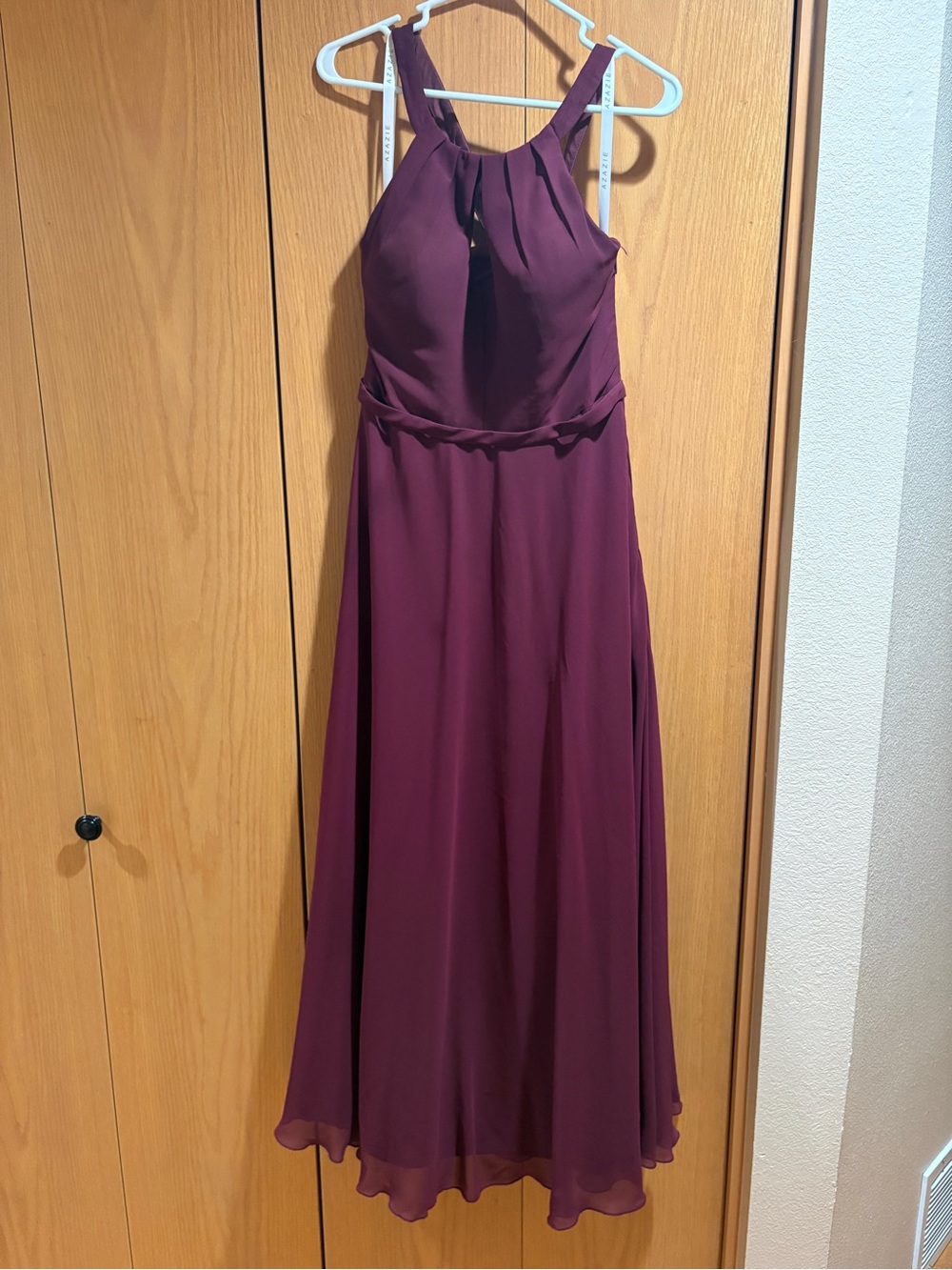 Azazie Cabernet Halter Maxi Dress